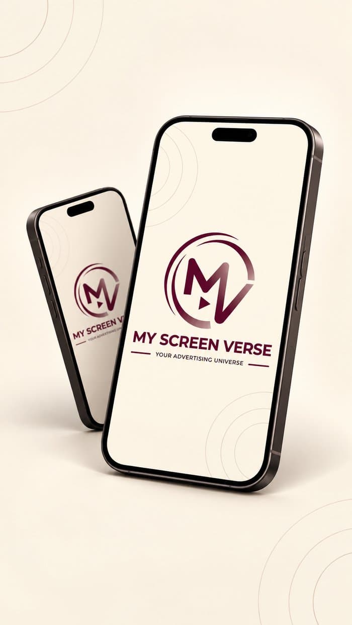 myscreenverse mobile app splash screen shown on smartphones