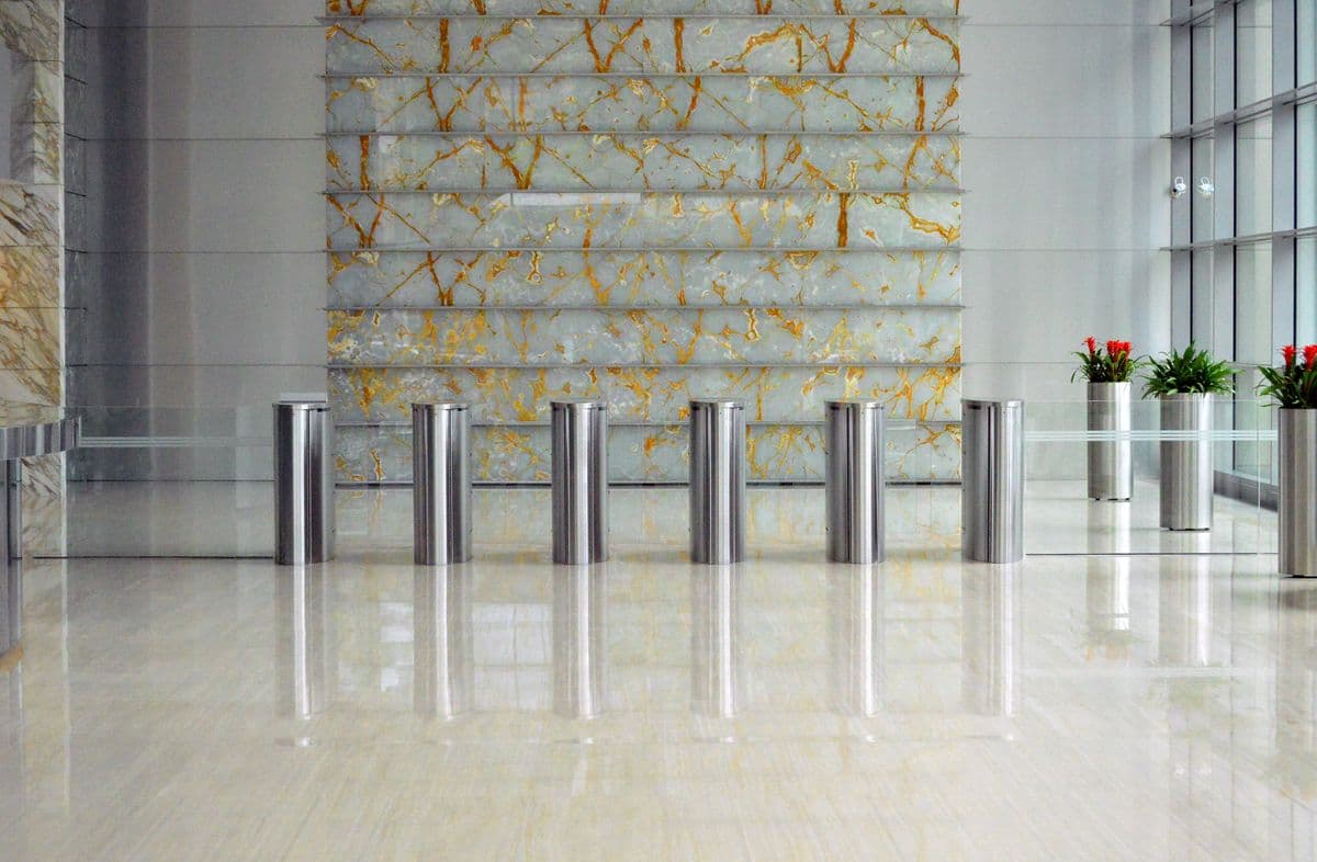 Premium modern corporate lobby, representing enterprise-scale deployment